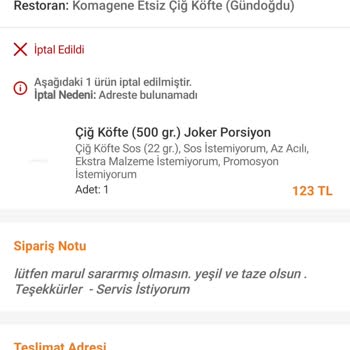 Trendyol Yemek Para İademi Yapmıyor