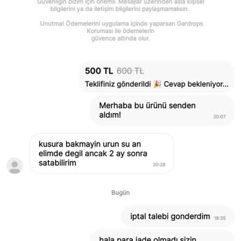 Gardrops Para İadesi Yapmıyor