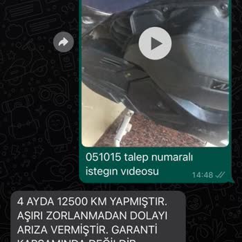 Arora Motor Motoruma Gelen Garanti Red'di