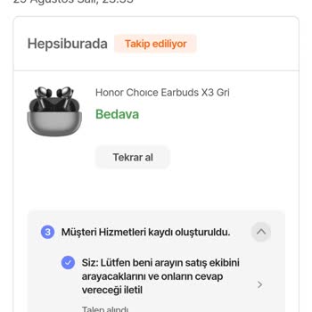 Hepsiburada Honor 90 İle Gelecek Kulaklığı 1 Aydır Yollamıyor Oyalıyor