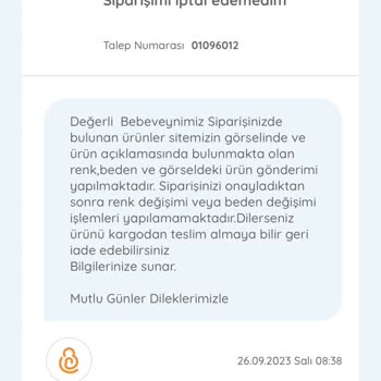 ebebek Kargoya Verilmemiş Olan Aldığım Ürünleri İptal Edemedim