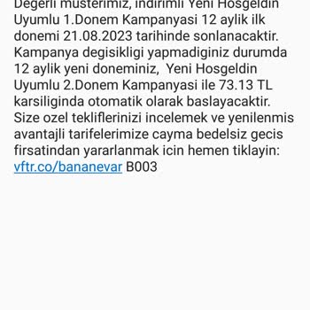 Vodafone 73 TL Fatura Yerine 117 TL Fatura Kesiyor.