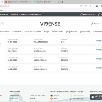 Vivense Firmasıyla Yapmış Olduğum Alışverişlerde Yaşadığım Sıkıntılar.