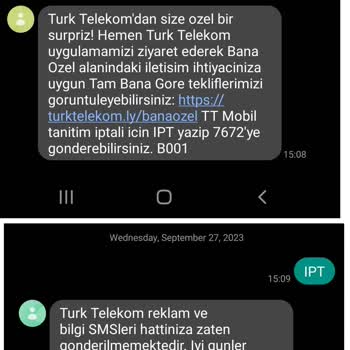 Türk Telekom İzinsiz Reklam SMS'i