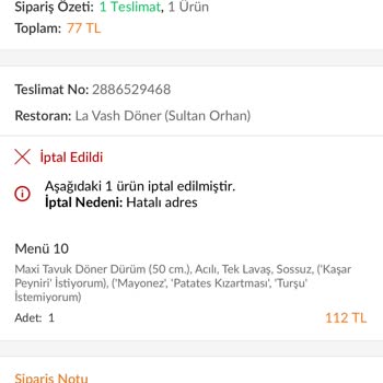 Trendyol Yemek Hata Yapıp Adresimi Yanlış Aldı Paramı İade Etmedi
