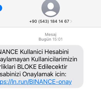 Binance Adı Kullanılan Mesaj
