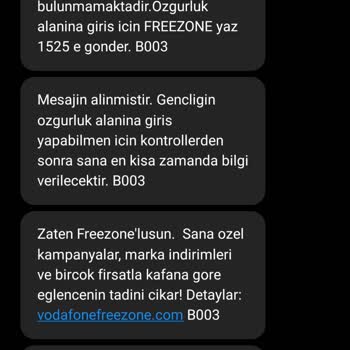 Vodafone FreeZone Hiçbir Şekilde Olmuyor!
