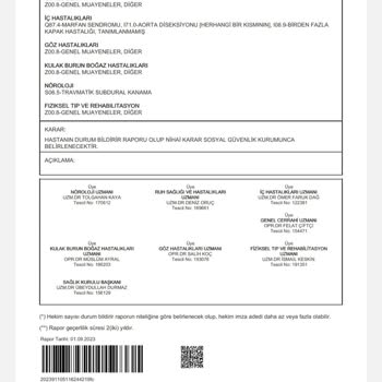 Sağlık Bakanlığı Malulen Emekli Sağlık Kurulu Sonuç