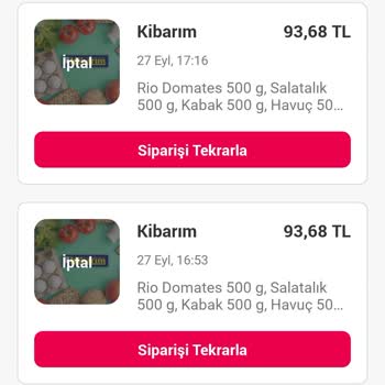 Kibaroğlu Market Ürüne Göre Sipariş İptali Yapıyor