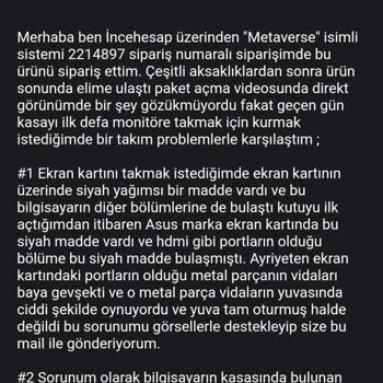 İncehesap Kutudan Çıkma Kusurlu Ürünü İade/Değişim Almıyor