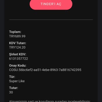 Tinder Super Like İadesi İstiyorum