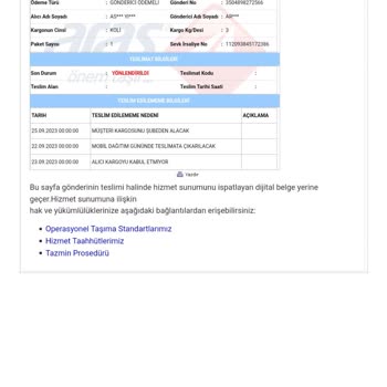 Yalova Çınarcık Aras Kargo Ürün Teslimi