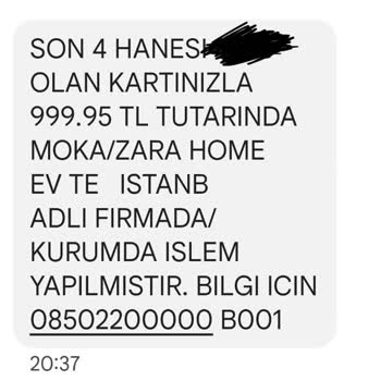 Moka Zara Home Haberim Olmadan Para Çekildi