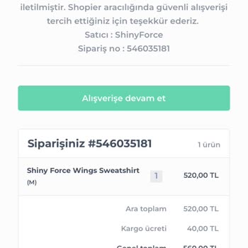 Shiny Force Sipariş Verdiğim Ürün Gelmedi