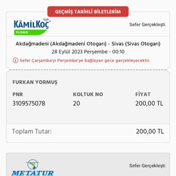 Kamil Koç Otobüs Bilet Ücret İadesi