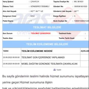 Aras Kargo Ürün Yine Teslim Edilmedi