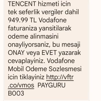 Vodafone Pay Üzerinden Gelen Tencent Mesajı Ve Mağduriyet