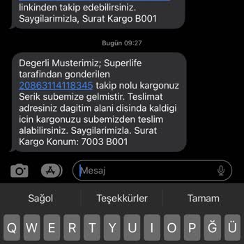 Sürat Kargo Serik Teslimat Alanı Dışında Deyip Kargo Getirmiyor