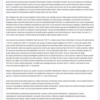 DemirDöküm Yedek Parça Pahalılığı Ve Servis Hizmeti Hk