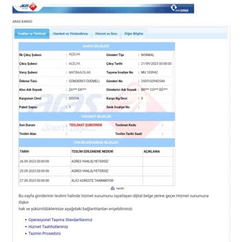 Aras Kargo Konya Matbaacılar Şubesi Ürün Teslimi Yapmıyor