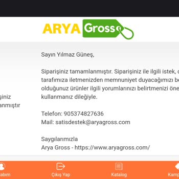 Arya Gross Ürünleri Yollamıyor Ve Ücret İadesini Yapmıyor.