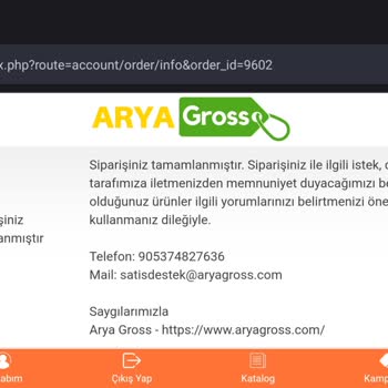 Arya Gross Ürünleri Yollamıyor Ve Ücret İadesini Yapmıyor.