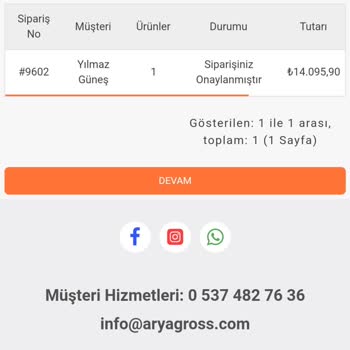 Arya Gross Ürünleri Yollamıyor Ve Ücret İadesini Yapmıyor.