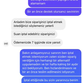 Nish For You 38. Günde Bile Ürün Teslim Edemeyen Firma