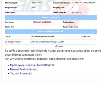 Aras Kargo'dan Beklemezdim Gereğinin Yapılmasını Talep Ediyorum