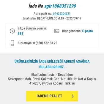 Decathlon İade Adresi Sorunu