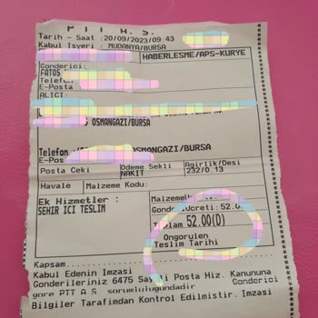 PTT Kargo Yapılamayan Teslimat İçin