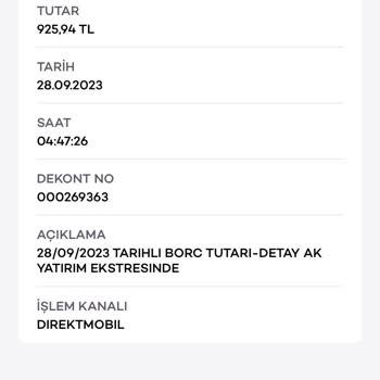 Ak Yatırım Borç Alacak İşlemleri...