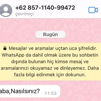WhatsApp Yabancı Numaradan Gelen Mesaj