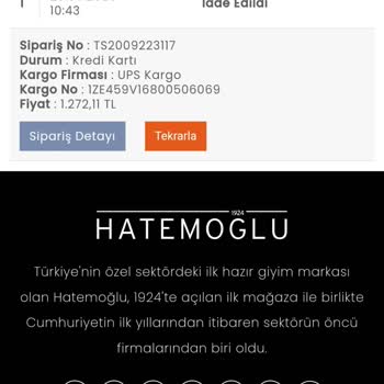 Hatemoğlu Giyim Ücret İadesi Yapılmadı