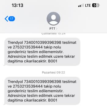 PTT Kargo Trendyol Siparişimin PTT Tarafından Bana Ulaştırılmaması
