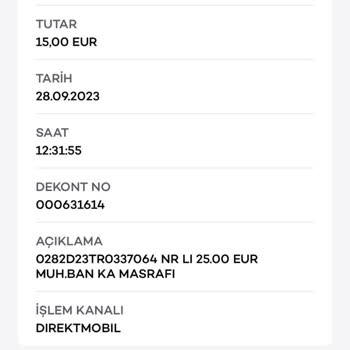 DTS/ Muhabir Banka Masrafı Akbank