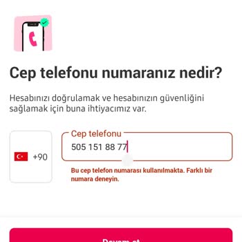 Yemeksepeti'ne Üye Olduğum Numaram Kabul Edilmiyor