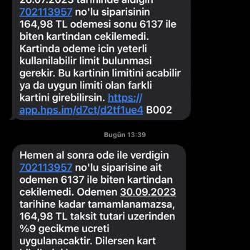 Hepsiburada İstemenyen Ve Sürekli Gelen SMS'ler