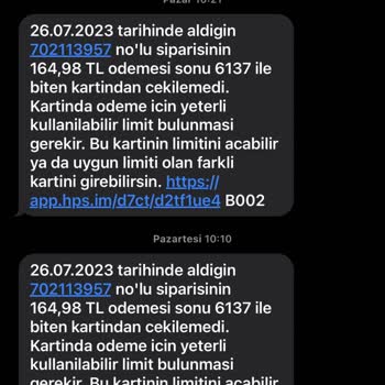 Hepsiburada İstemenyen Ve Sürekli Gelen SMS'ler