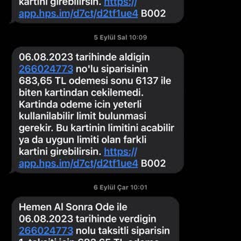Hepsiburada İstemenyen Ve Sürekli Gelen SMS'ler