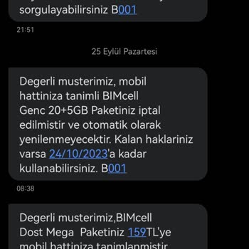 Bimcell Paket İçin Yüklediğim Ücret Hattımdan Alındı