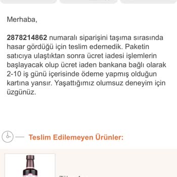 Trendyol Kampanyalı Aldığım Ürünü Taşımada Kırdığı İçin İade Ediyor