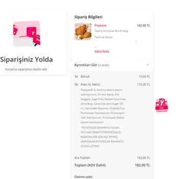 Popeyes Adana Optimum Sinanpaşa AVM Sipariş Sorunu