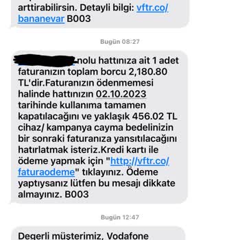 Fahiş Cayma Bedeli Vodafone