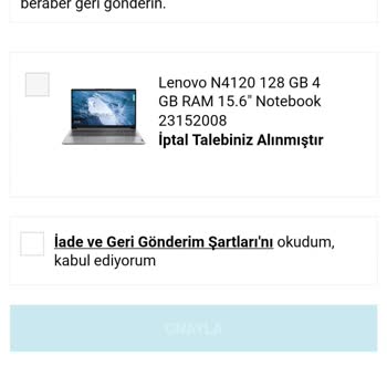 A101 Siparişlerle İlgilenmiyor. Sipariş İptali Onayı İstiyorum
