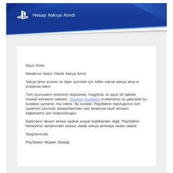 Sony Eurasia Askıya Alma İşlemi