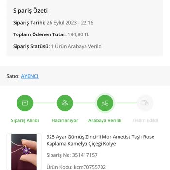 Çiçek Sepeti Aldığım Kolye Siparişi Gelmedi