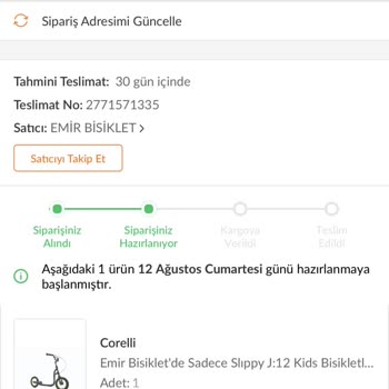 Corelli Bisiklet Ankara Emir Bisikletten Sleepy Scootter Siparişi Verdim Ama Ürün Gelmedi