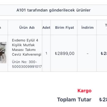 A101 Siparişimin Kargoya Verilmesi Gecikti