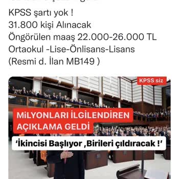 Teşvik Programı 2. İstihdam Projesi KPSS'siz İşe Alım İlanı!